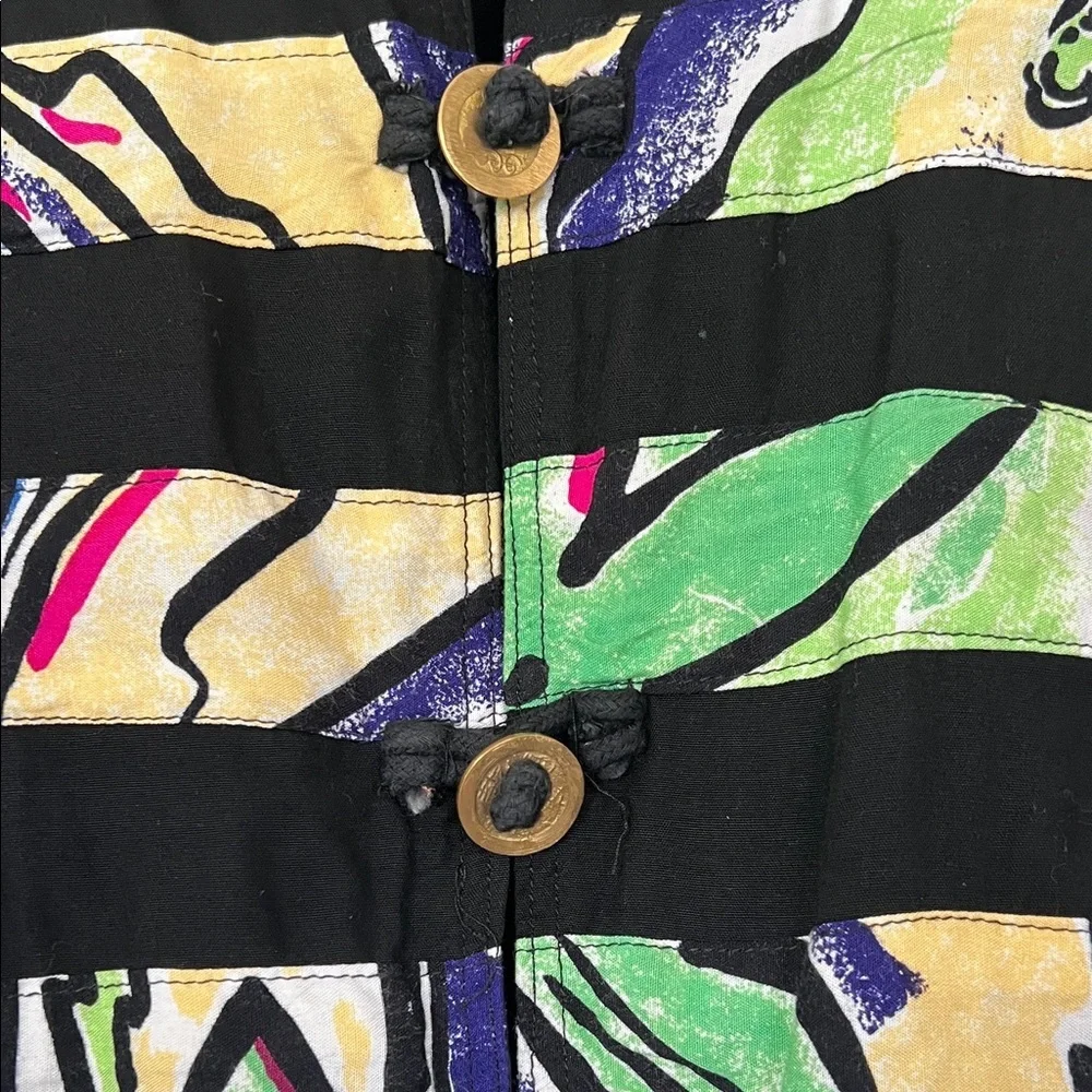 Vintage Cache Abstract Cropped Jacket – Gold Buttons & Dangling Charms - Picture 3 of 7